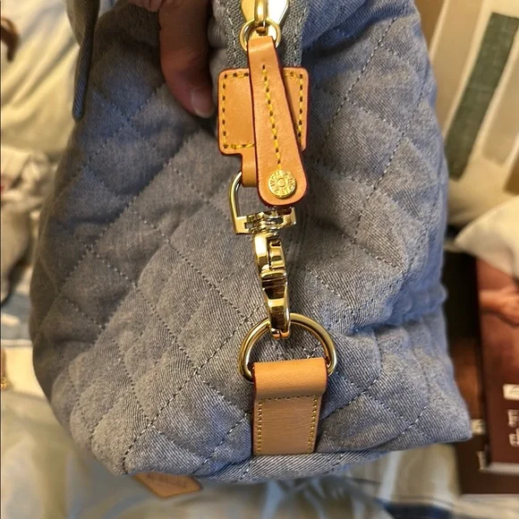 MZ Wallace Blue Quilted Satchel with Diamond Stitching